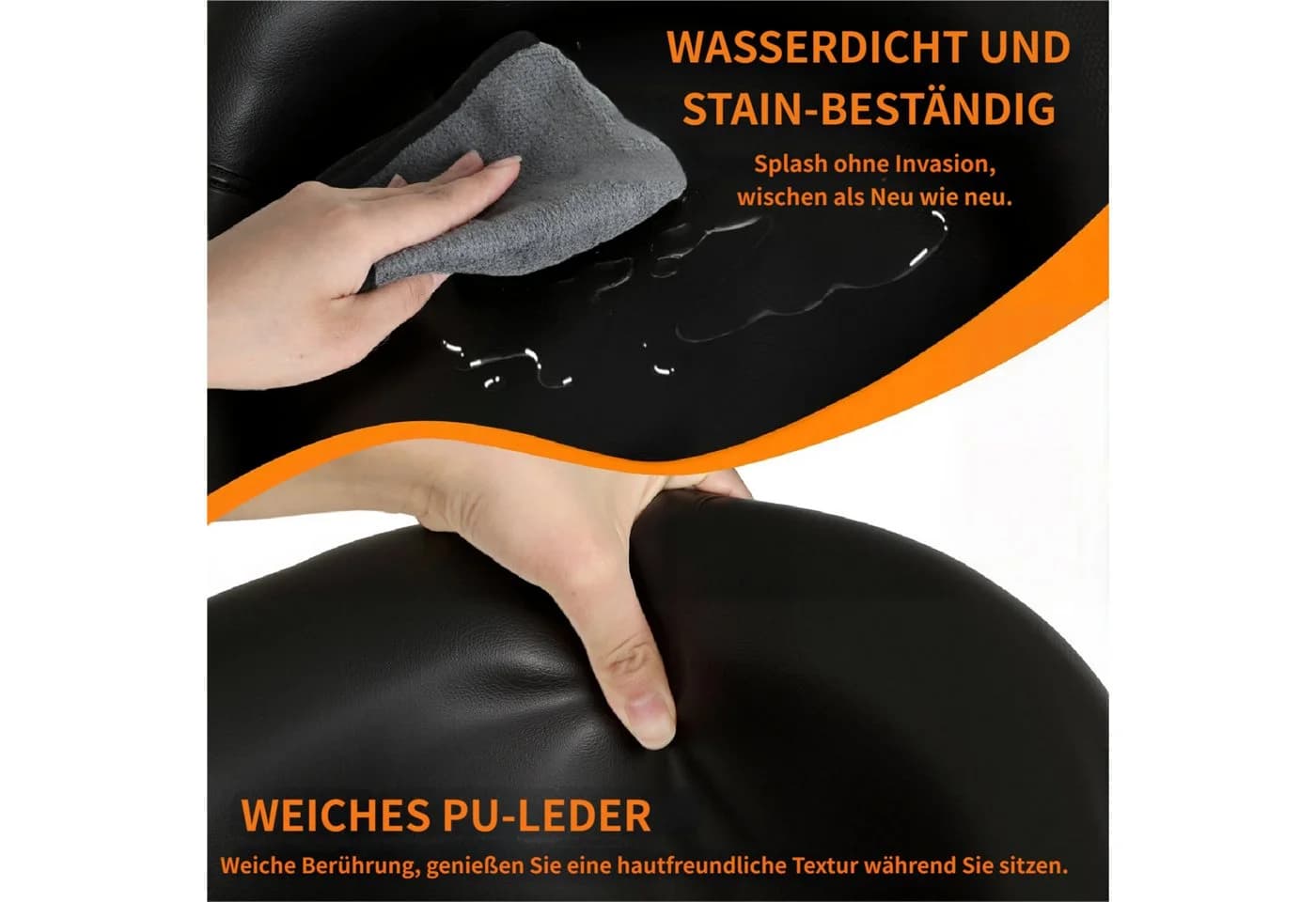 Rutaqian Drehhocker Schwarz Kunstleder höhenverstellbar mit Rollen - Bild 5
