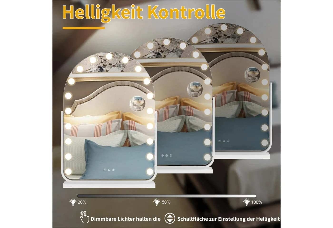 Rutaqian Schminkspiegel mit LED-Beleuchtung Weiß - Bild 5