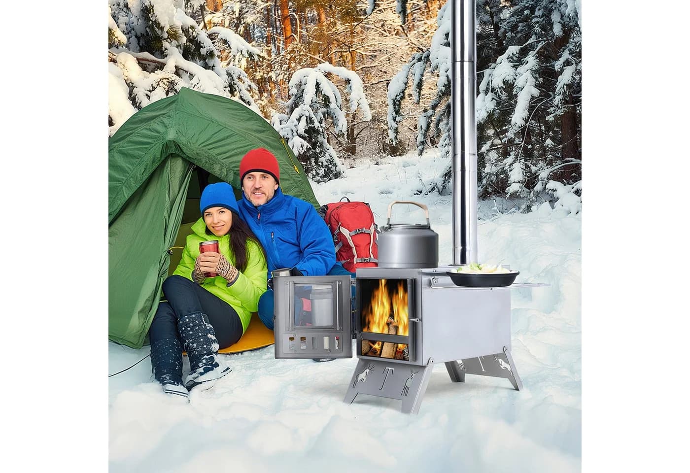 Rutaqian Zeltofen Edelstahl Campingkocher - Bild 3