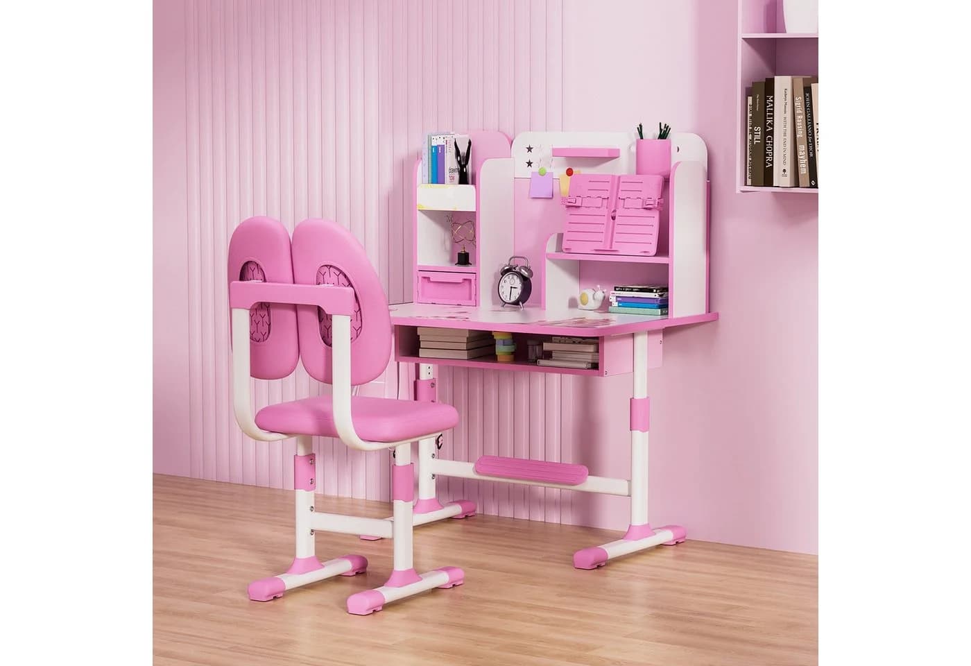 Rutaqian Kinderschreibtisch mit Bücherständer, Höheverstellbar 65 und 71cm - Bild 3
