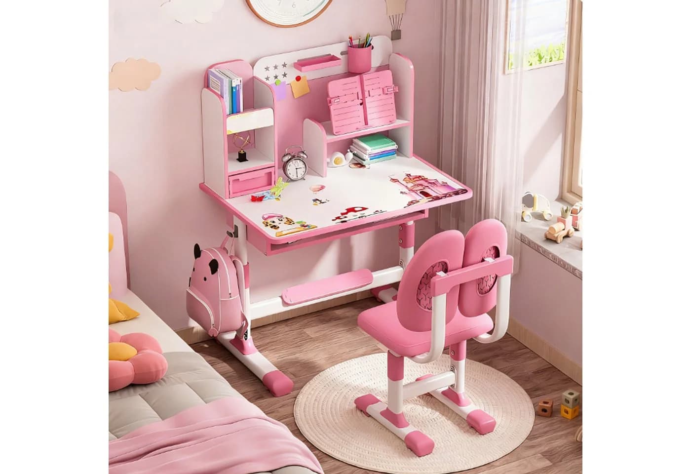 Rutaqian Kinderschreibtisch 2Pcs Set Kinder Studie Schreibtisch Stuhl Set, höhenverstellbar - Bild 2