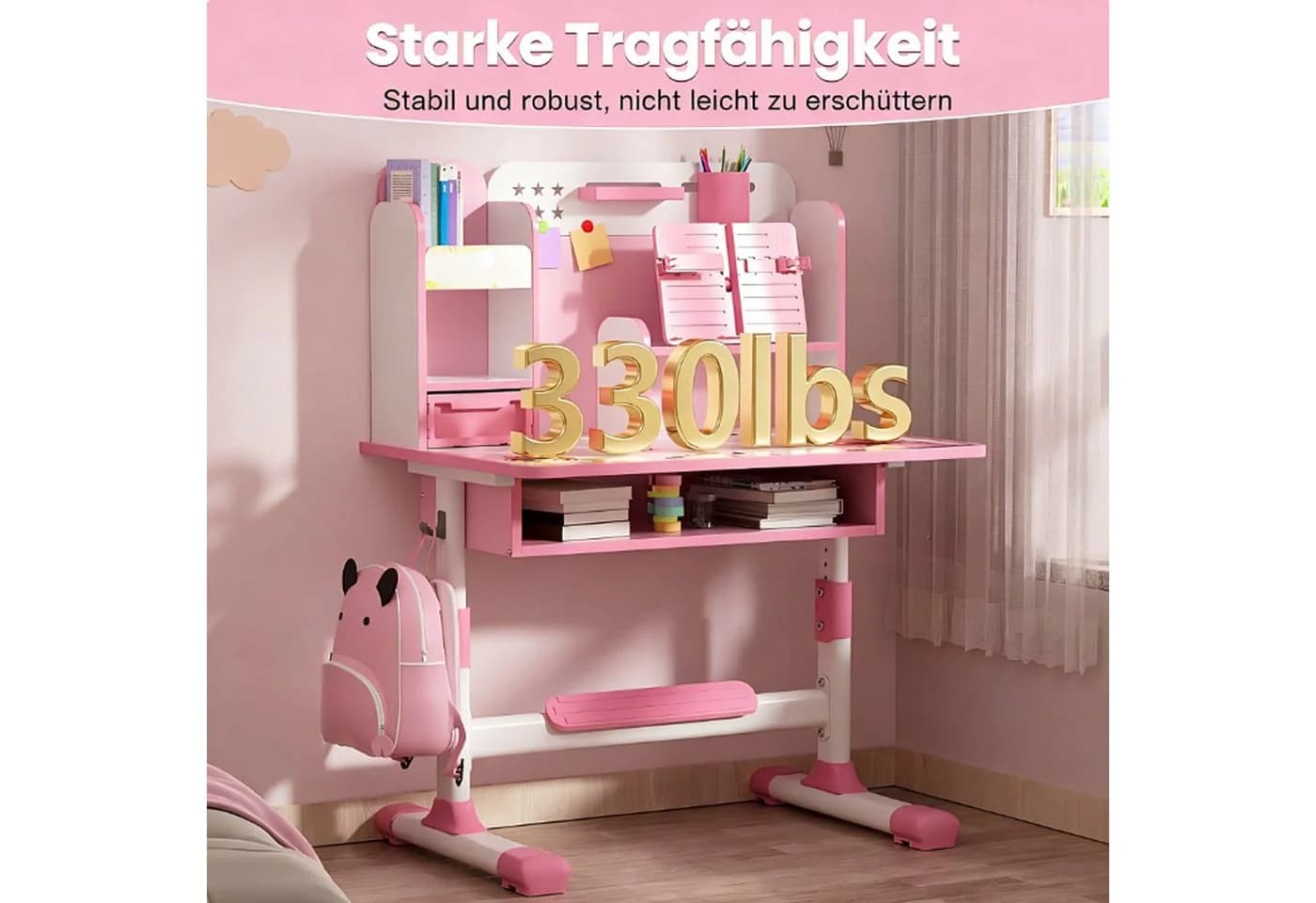 Rutaqian Kinderschreibtisch 2Pcs Set Kinder Studie Schreibtisch Stuhl Set, höhenverstellbar - Bild 3