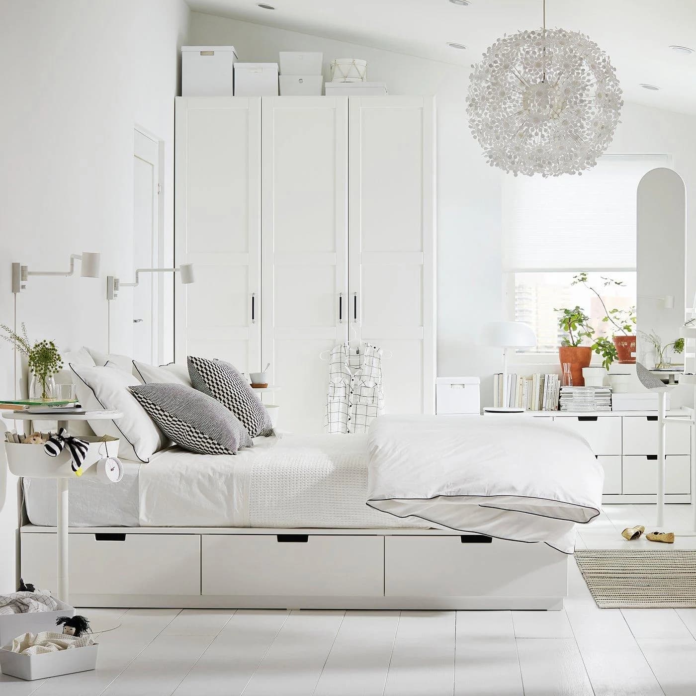 IKEA NORDLI Bettgestell mit Schubladen Weiß