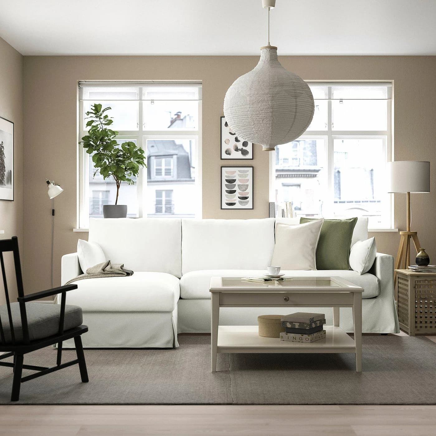 IKEA HYLTARP 3er-Sofa mit Récamiere links Weiß