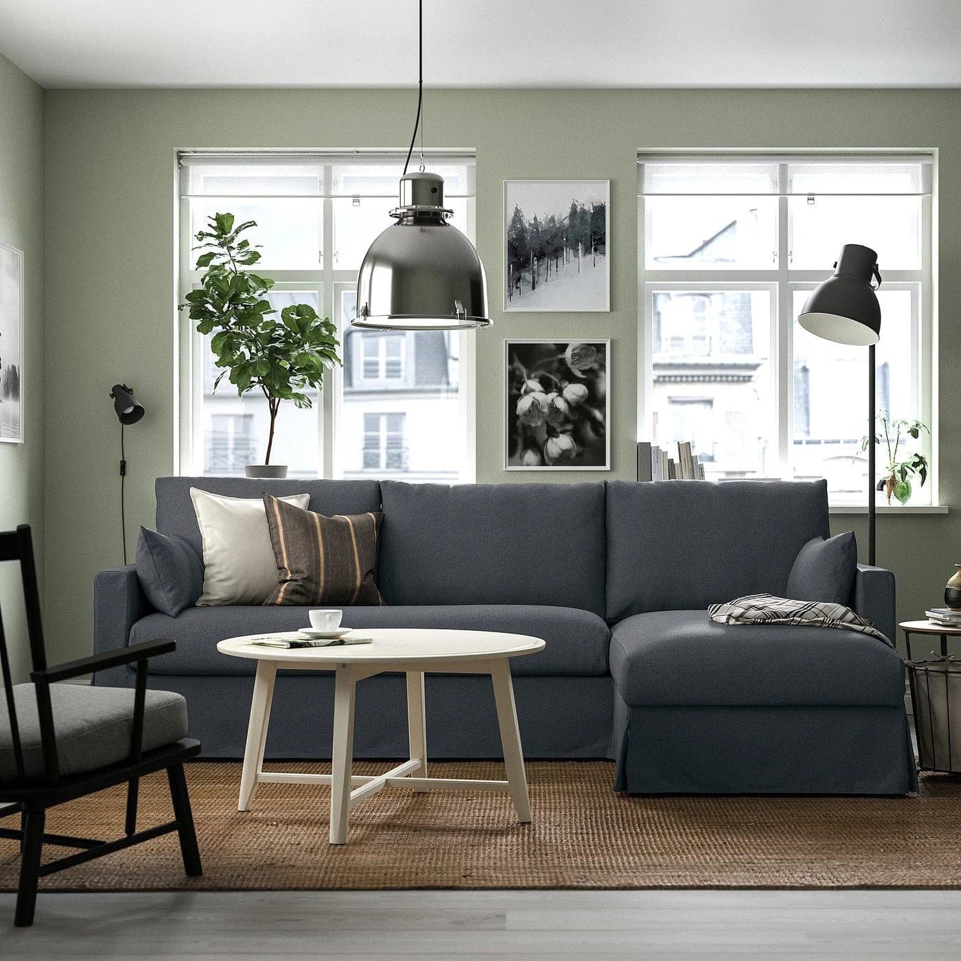 IKEA HYLTARP 3er-Sofa mit Récamiere rechts Grau