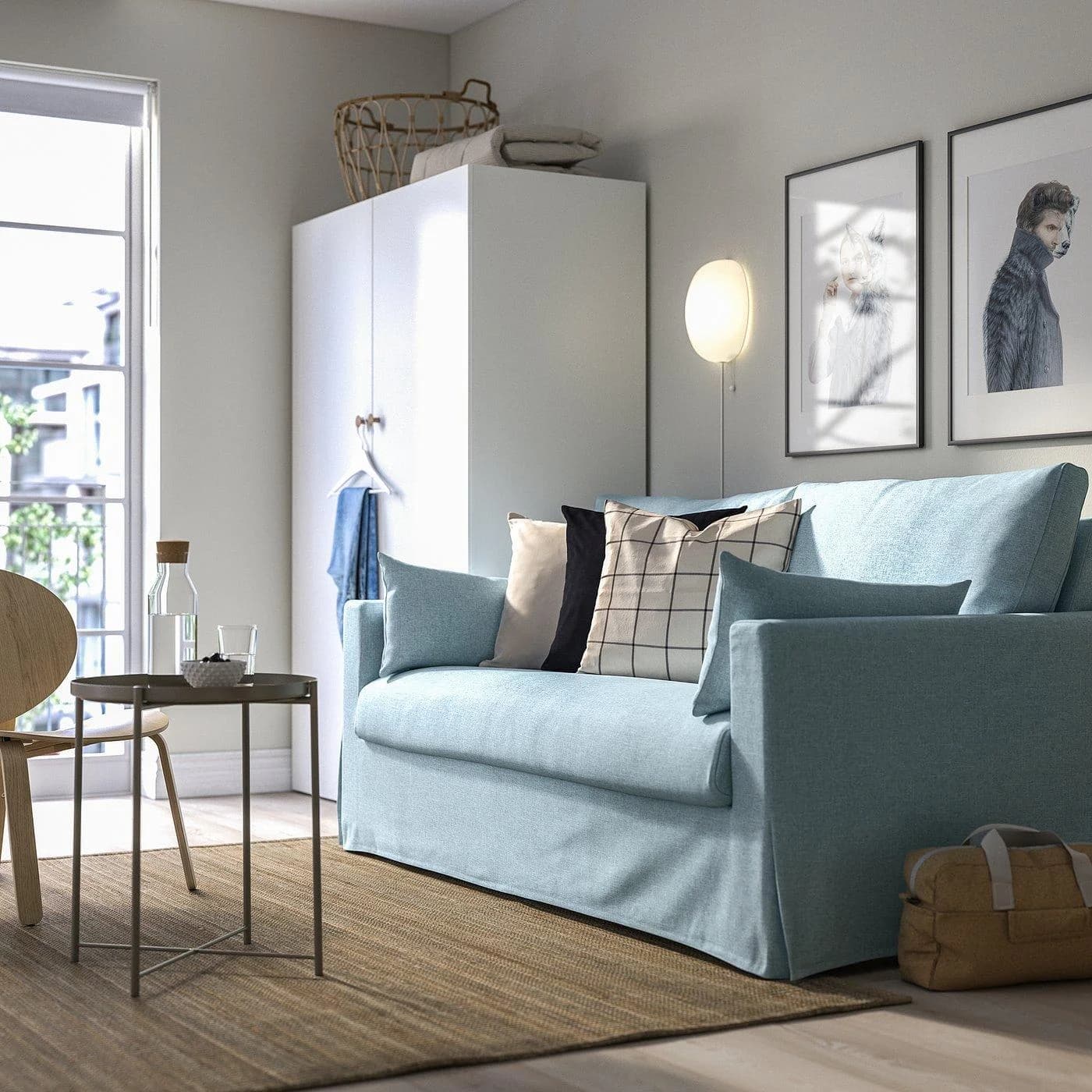 IKEA HYLTARP 2er-Bettsofa Blassblau