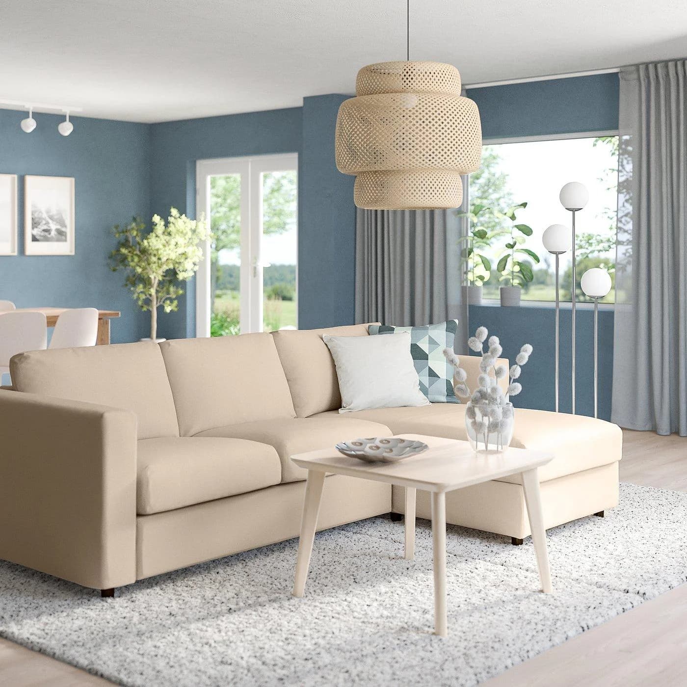 IKEA VIMLE 3er-Bettsofa mit Récamiere Beige