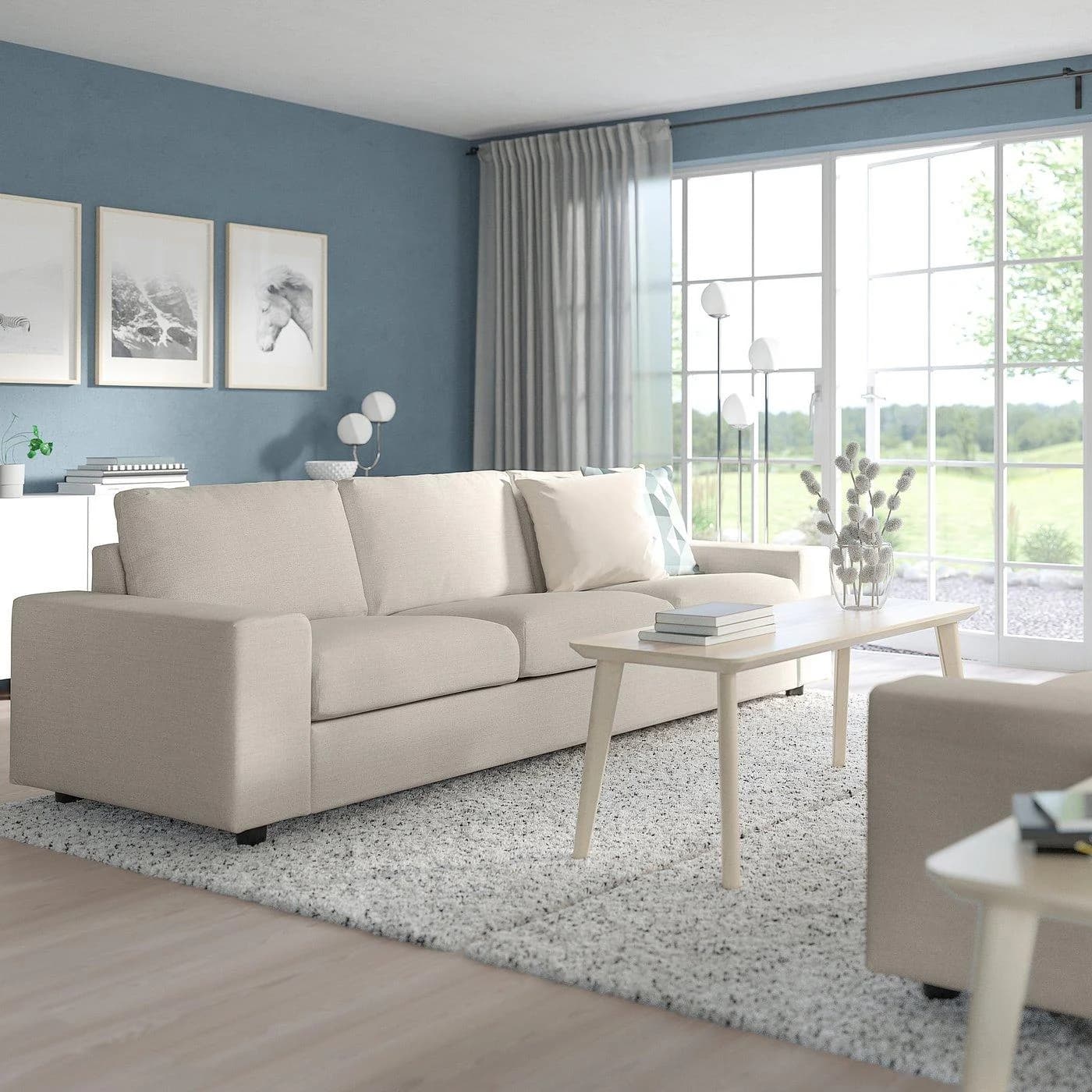IKEA VIMLE 3er-Bettsofa Beige mit breiten Armlehnen
