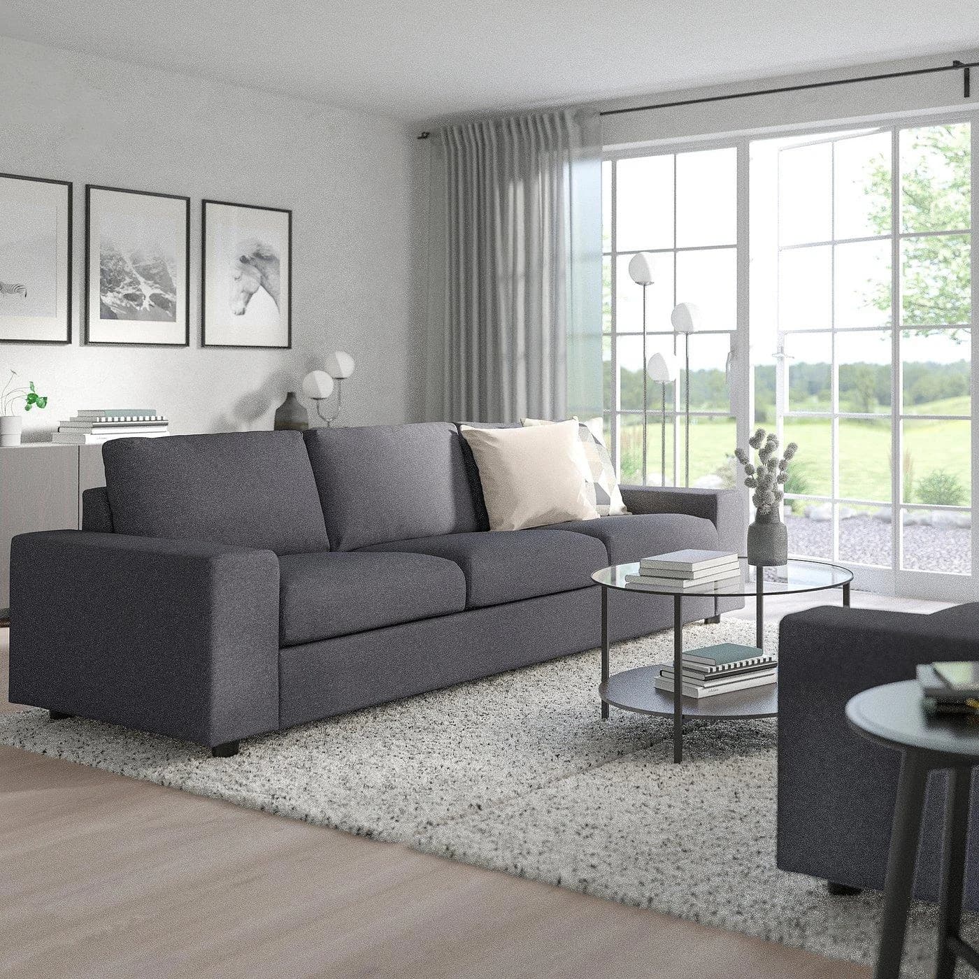 IKEA VIMLE 3er-Bettsofa Grau mit breiten Armlehnen