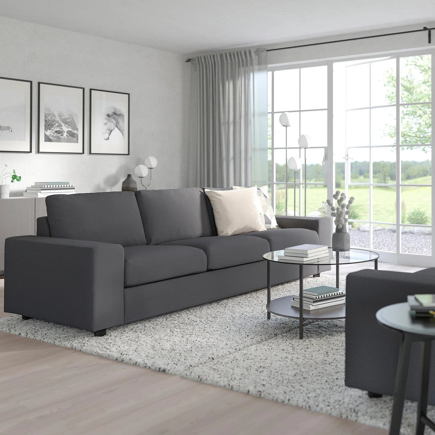 IKEA VIMLE 3er-Bettsofa Grau mit breiten Armlehnen