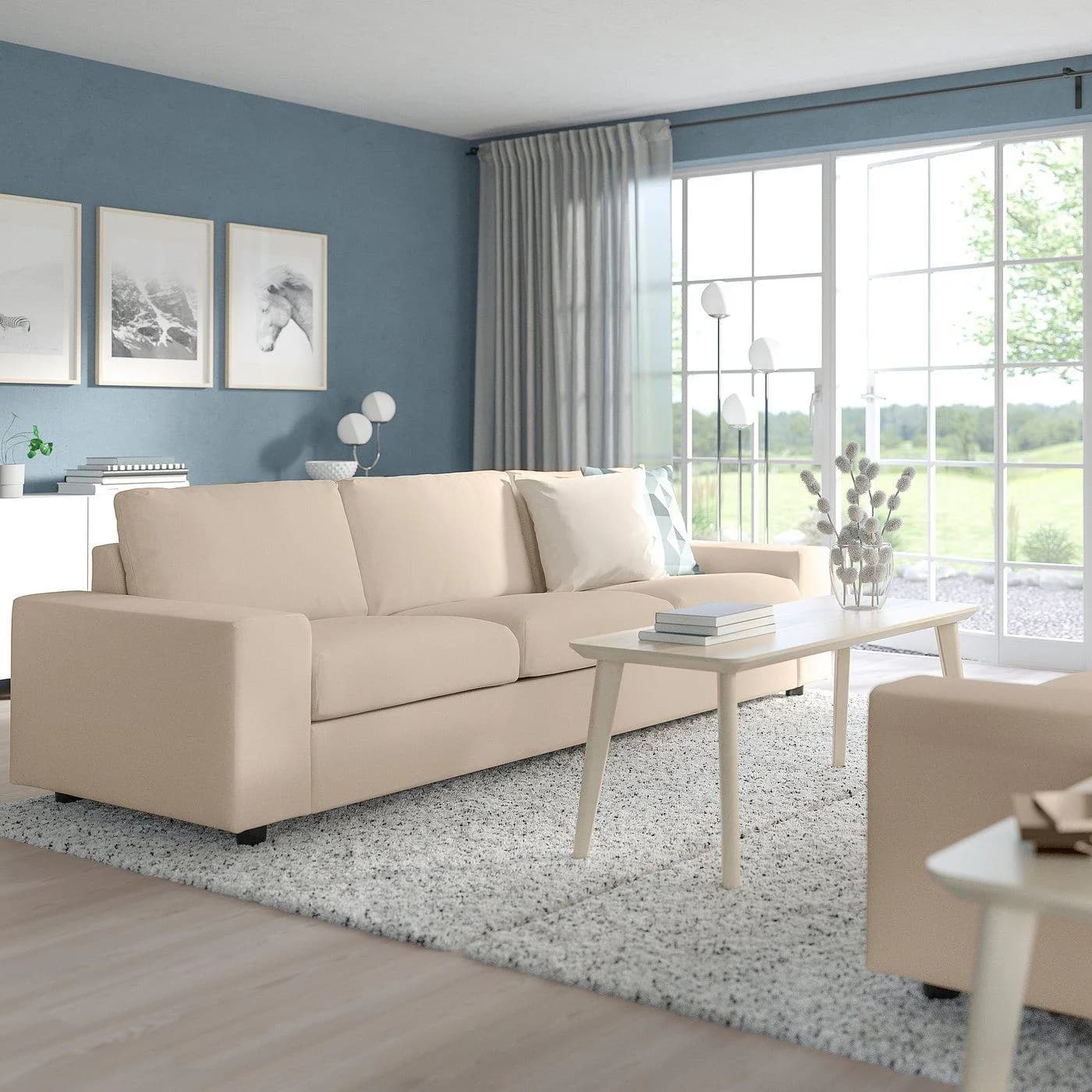 IKEA VIMLE 3er-Bettsofa Beige mit breiten Armlehnen