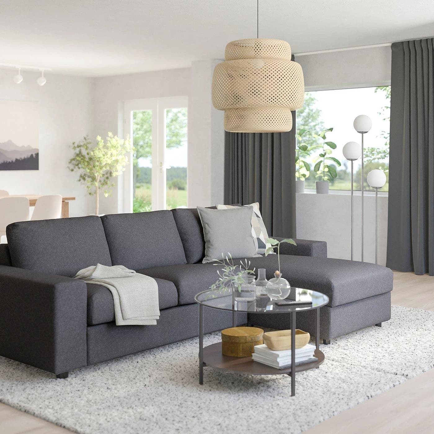 IKEA VIMLE 3er-Bettsofa mit Récamiere Grau