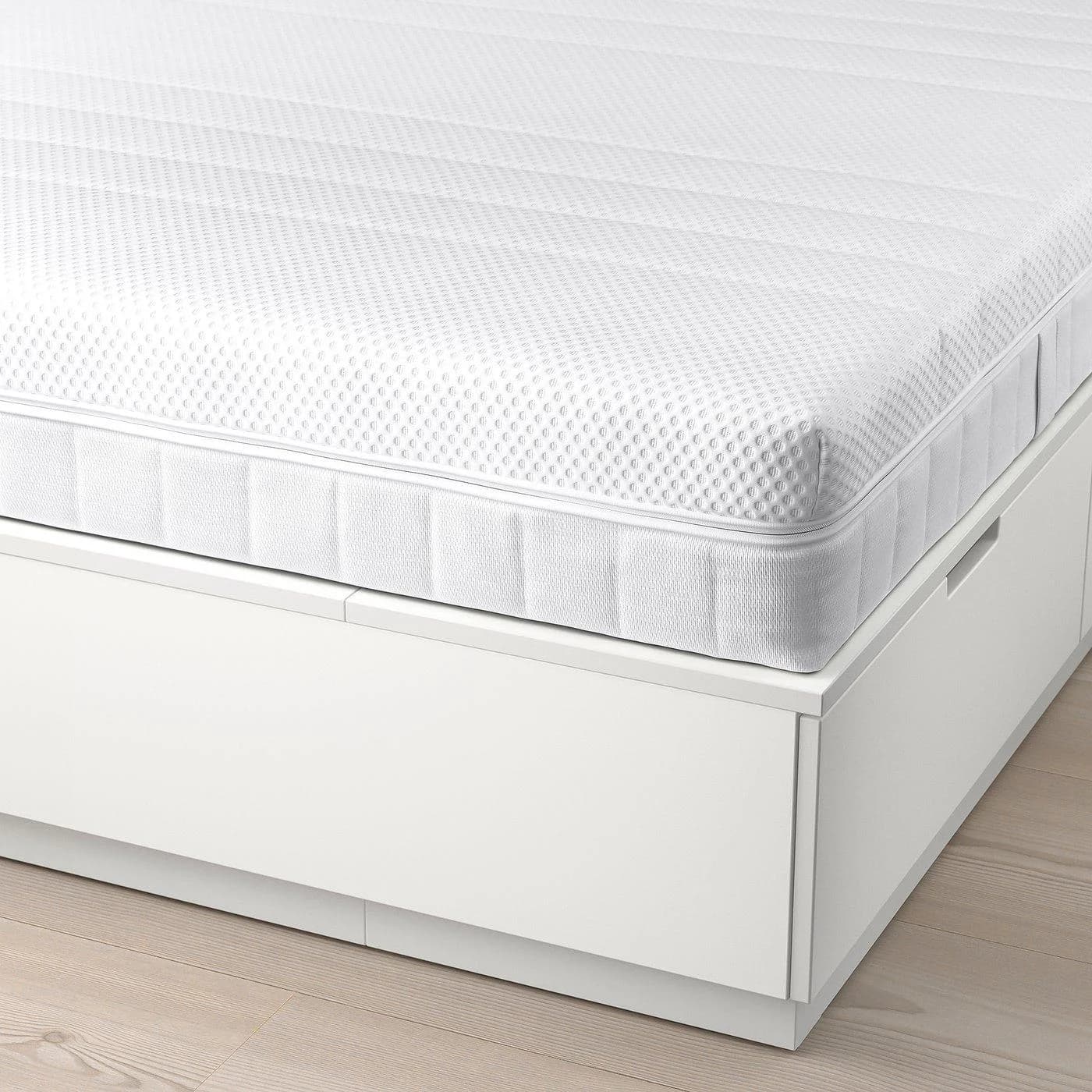 IKEA NORDLI Bettgestell mit Aufbewahrung und Matratze Weiß