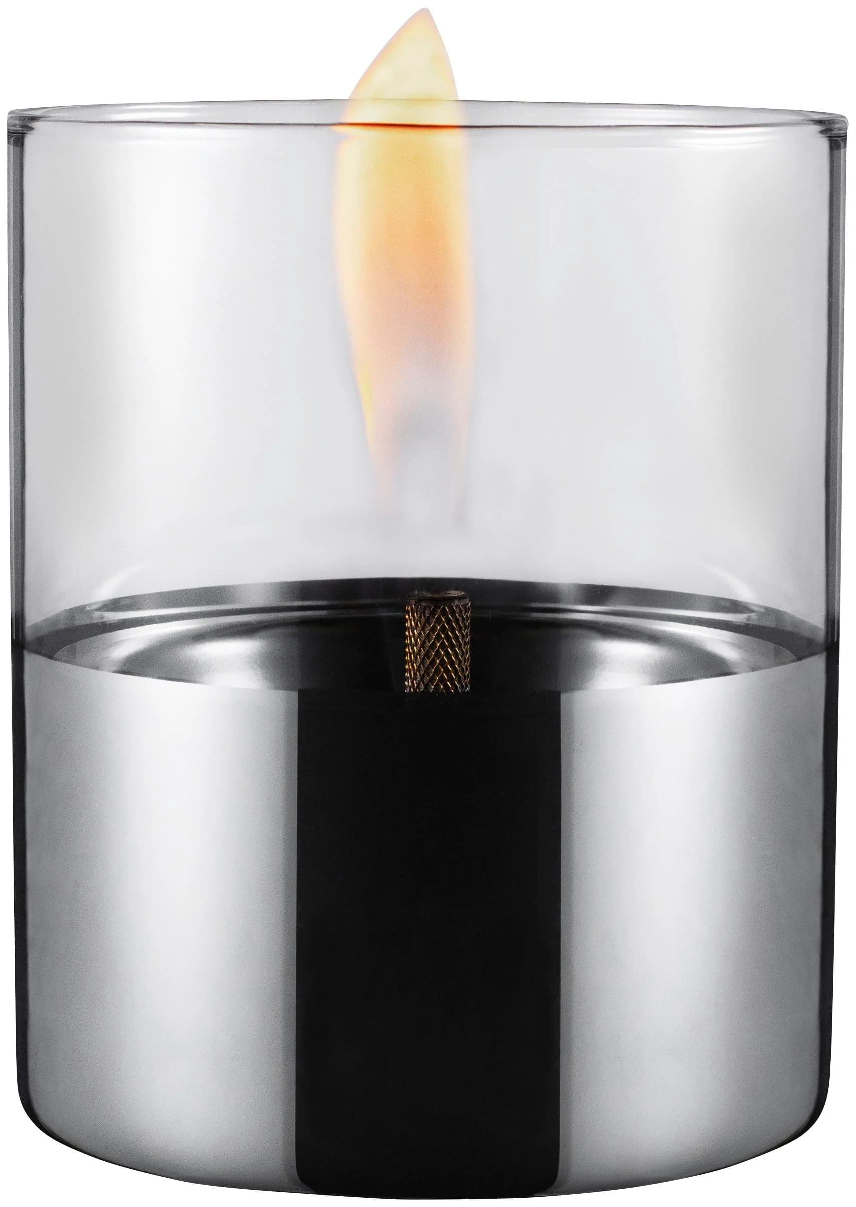 Tischfeuer TENDERFLAME "LILLY" Dekokamin Silber Edelstahl Glas
