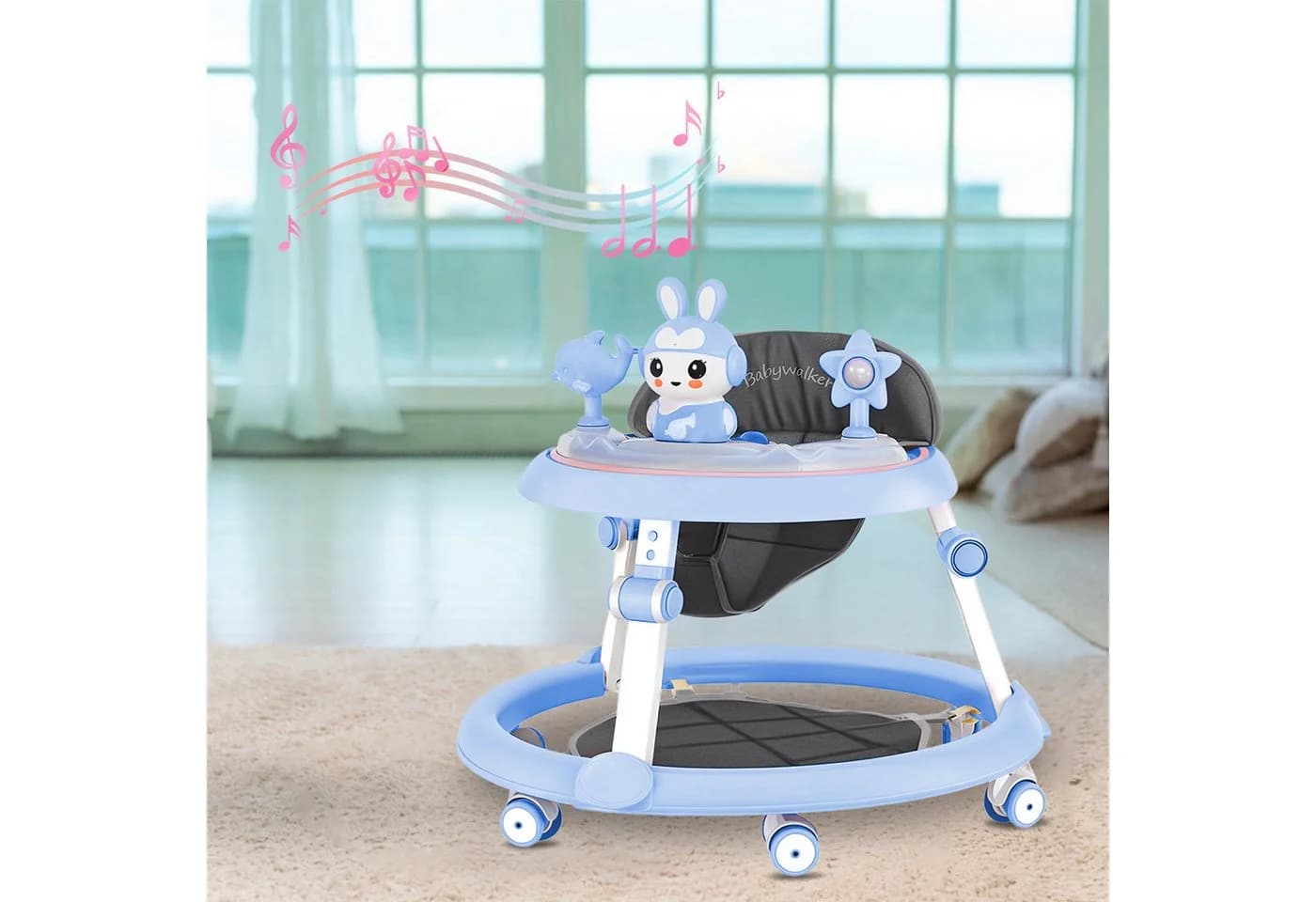Rutaqian Kinderfahrzeug Lauflernhilfe Blau Faltbar 7 Stufen Höhenverstellung - Bild 4