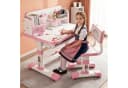 Rutaqian Kinderschreibtisch mit Bücherständer, Schüler-Schreibtisch und Stuhl, Ergonomischer Cartoon Design, Einfache Montage Bild 2