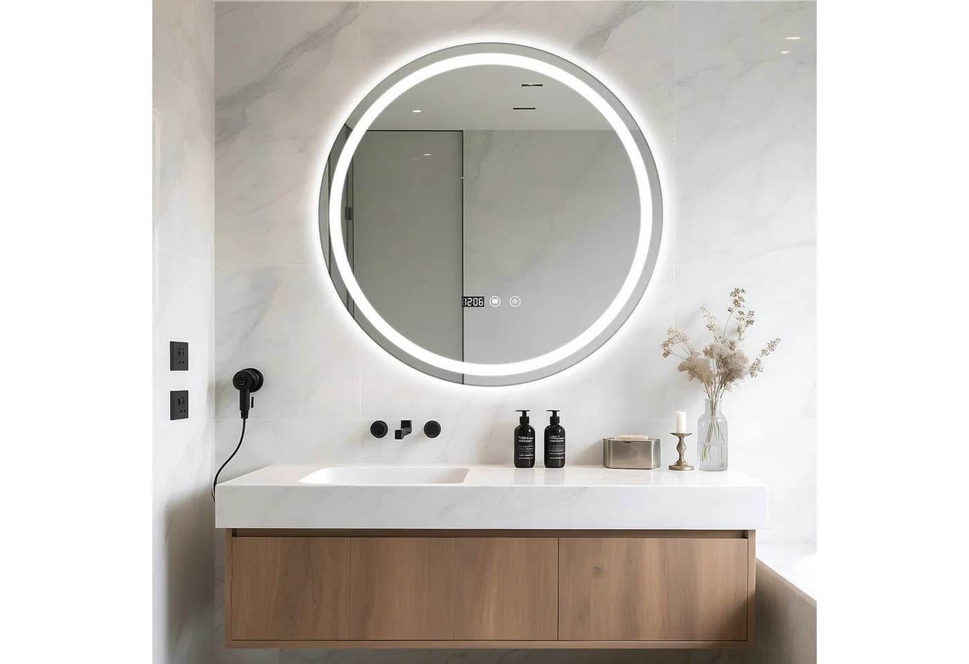 Rutaqian LED Badspiegel 60cm Rund mit Antibeschlag & Touchsensor - Bild 2