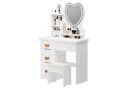 Rutaqian Schminktisch mit LED Herzspiegel, 4 Schubladen & Hocker Bild 2