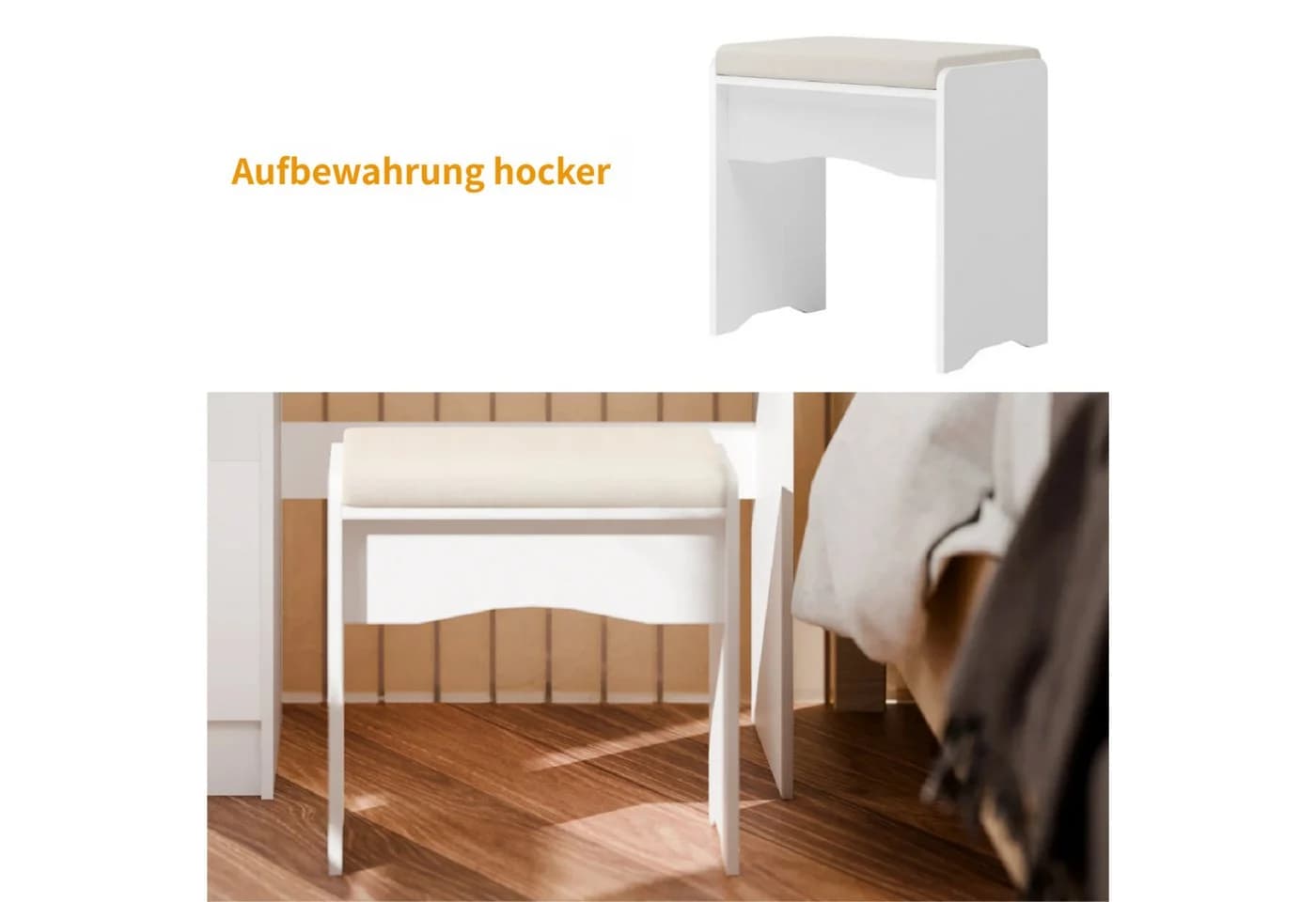 Rutaqian Schminktisch mit LED Herzspiegel, 4 Schubladen & Hocker - Bild 5