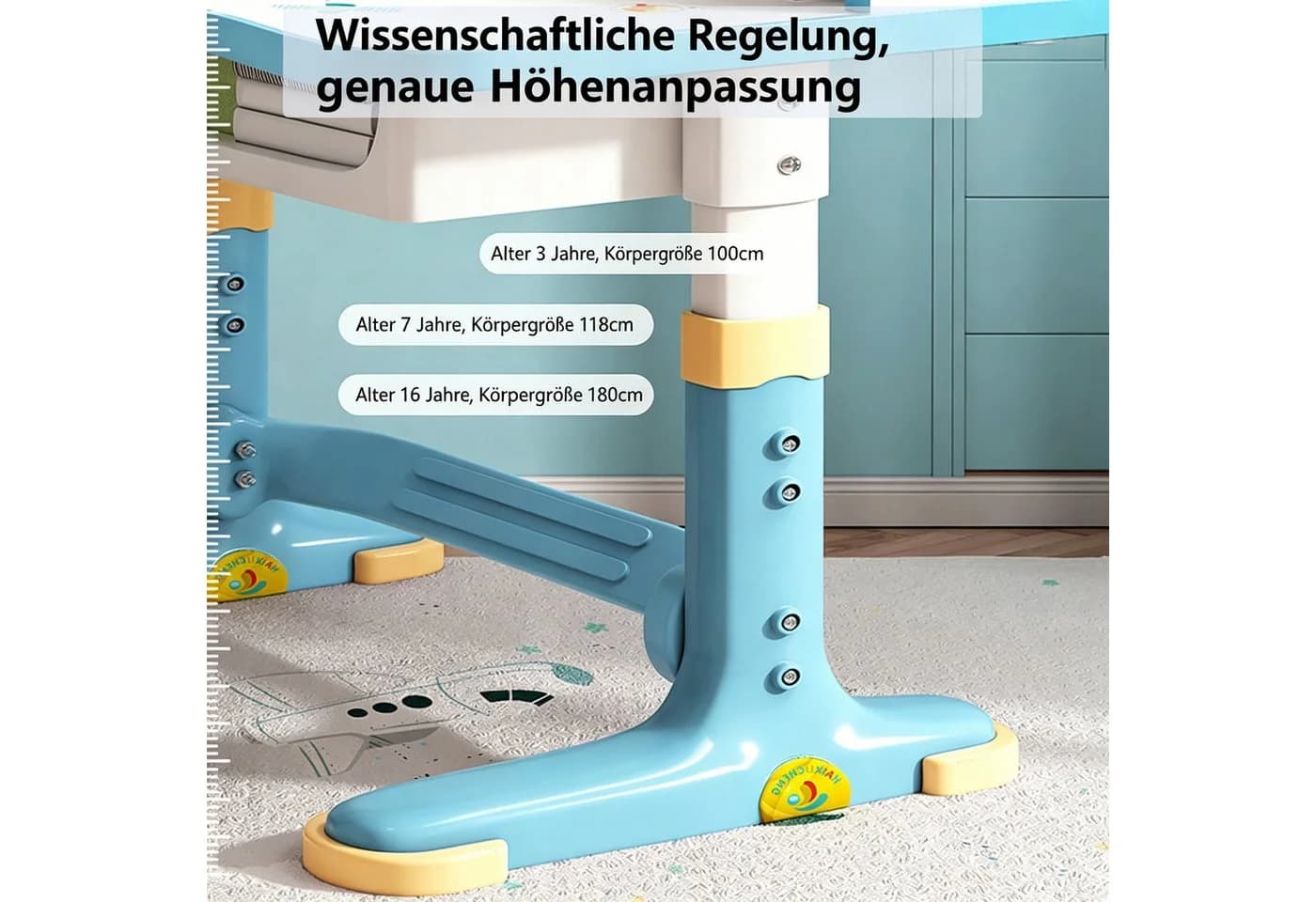 Rutaqian Kinderschreibtisch höhenverstellbar mit Stuhl und Schublade - Bild 4