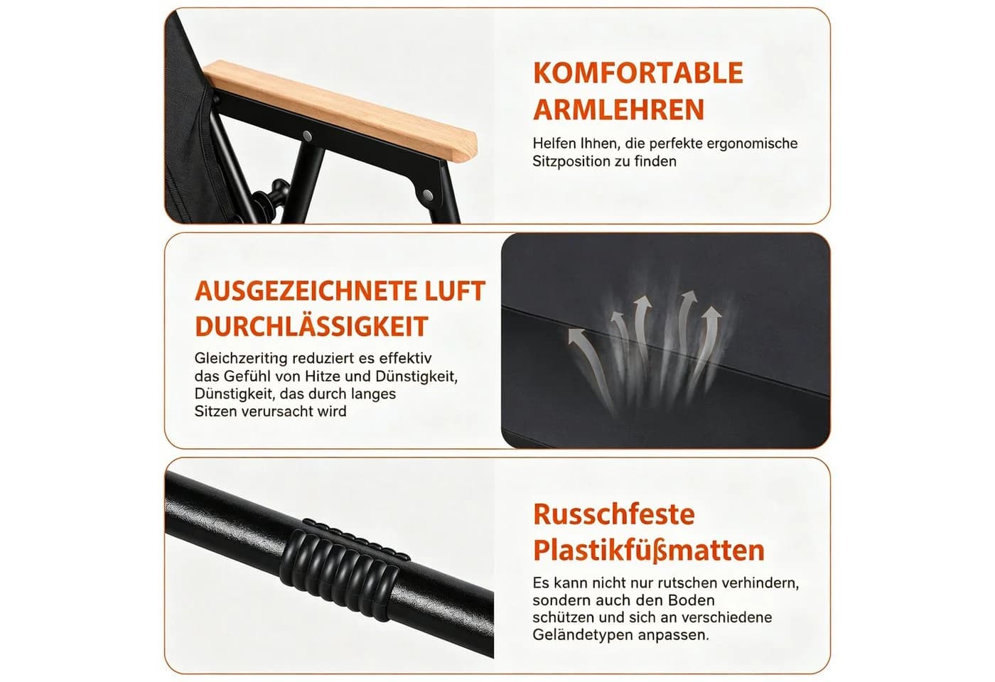 Rutaqian Gartenlounge-Bank Klappbar 2-Sitzer Schwarz - Bild 3