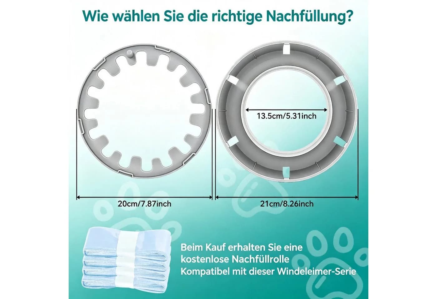 Rutaqian Windeleimer 13L Grau mit 360° Drehgriff und Geruchsverschluss - Bild 5