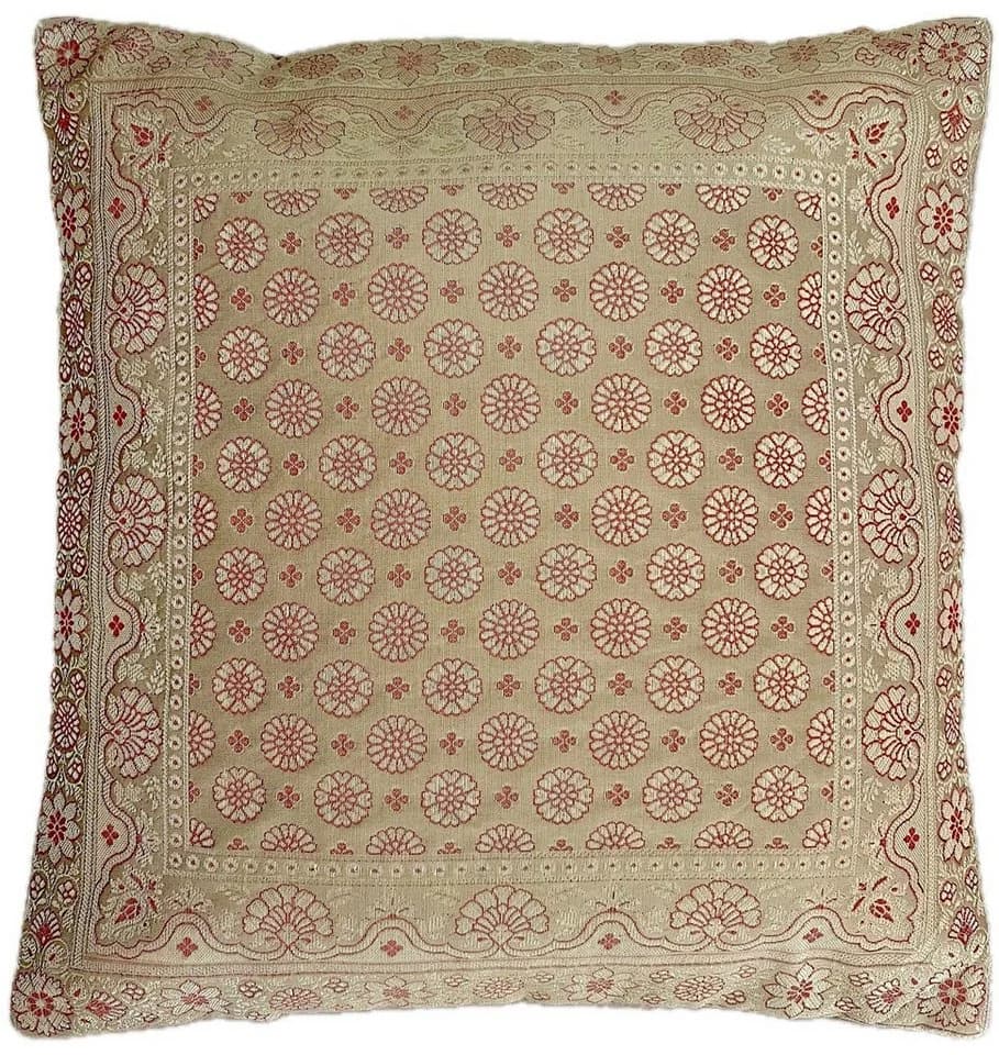 Ruwado Kissenbezug Handgefertigt Banarasi Seide Beige-Gold - Bild 2
