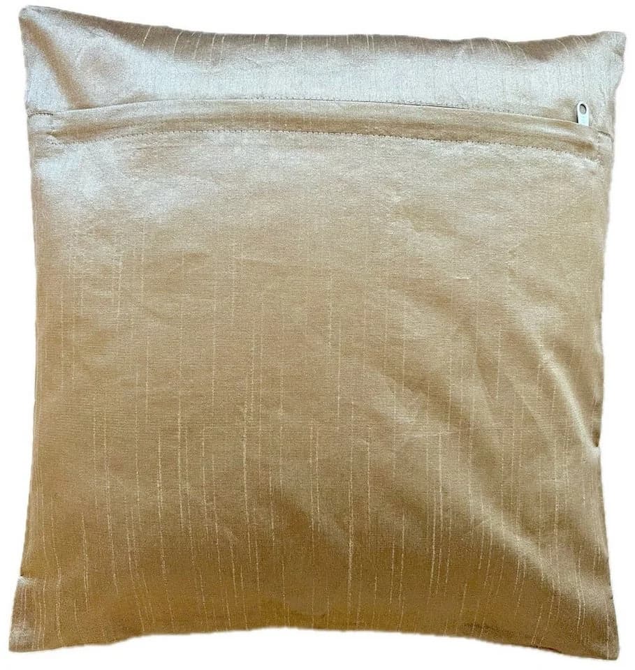 Ruwado Kissenbezug Handgefertigt Banarasi Seide Beige-Gold - Bild 4