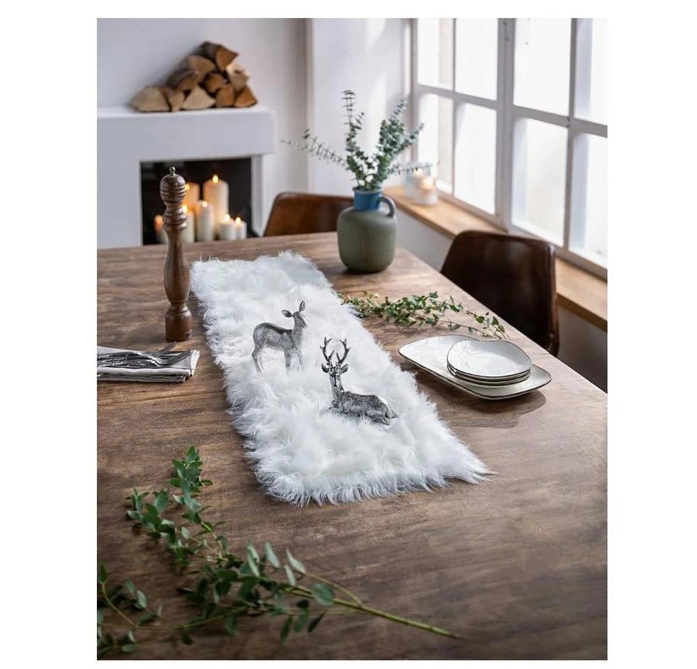 Home-trends24.de Tischläufer Kunstfell Weiß Winterlandschaft - Bild 3
