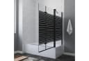 AQUALAVOS Badewannenaufsatz Eckdusche 120x70cm Schwarz ESG Glas Bild 1