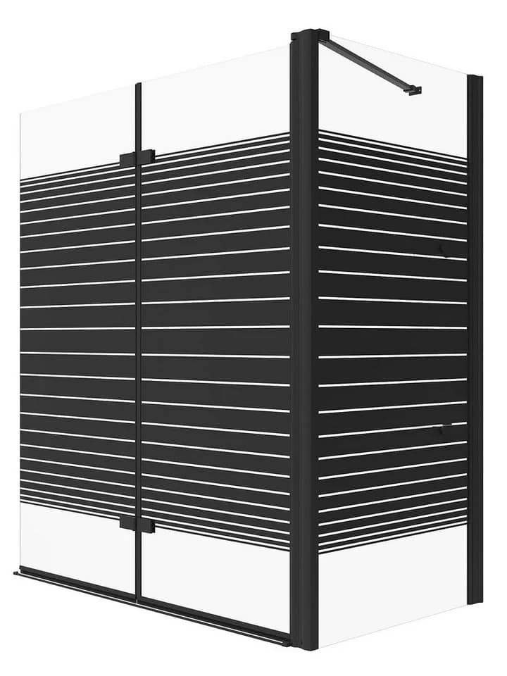 AQUALAVOS Badewannenaufsatz Eckdusche 120x70cm Schwarz ESG Glas - Bild 5