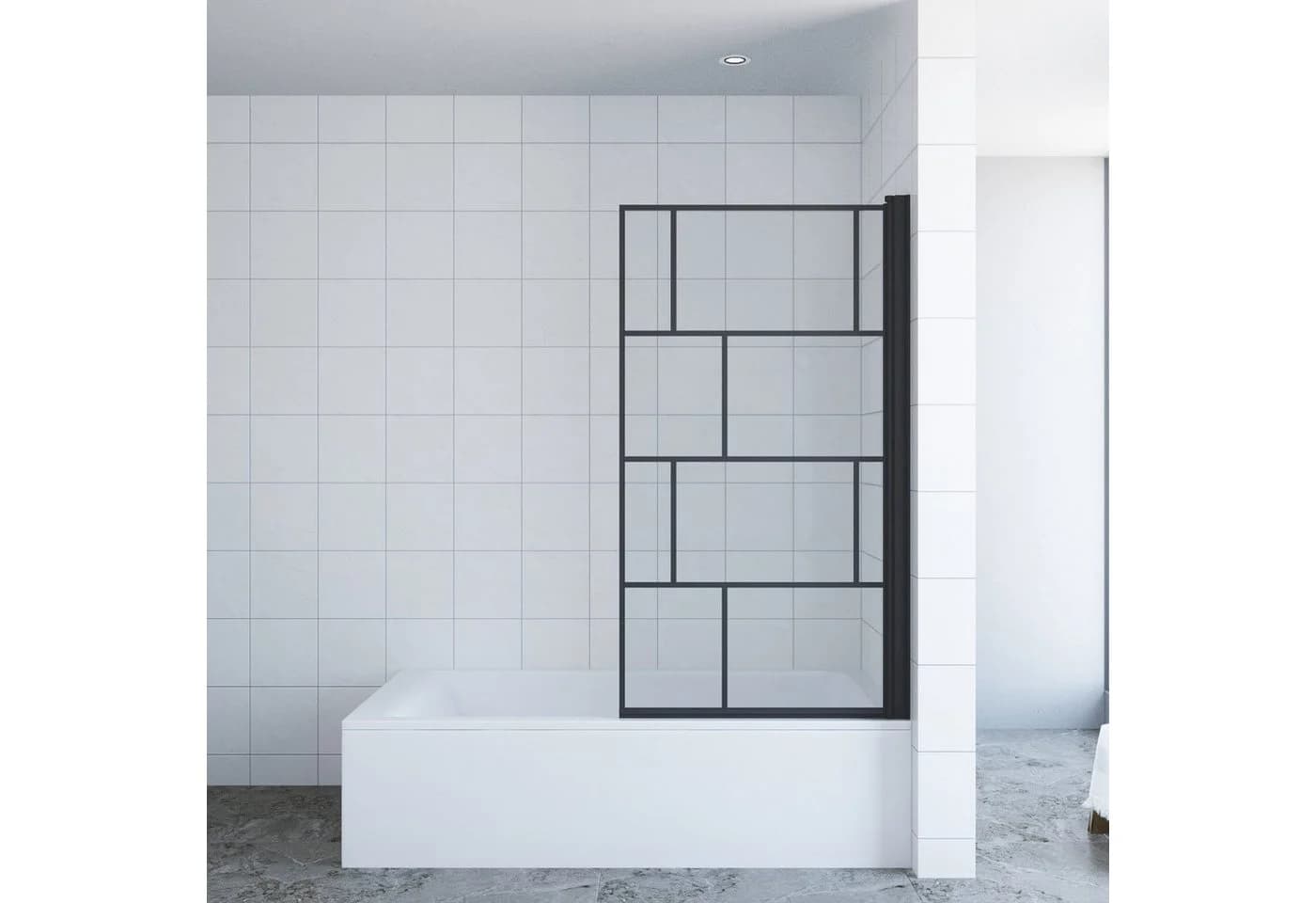 AQUALAVOS Badewannenfaltwand 80 cm ESG Glas Nano Beschichtung Schwarz - Bild 2