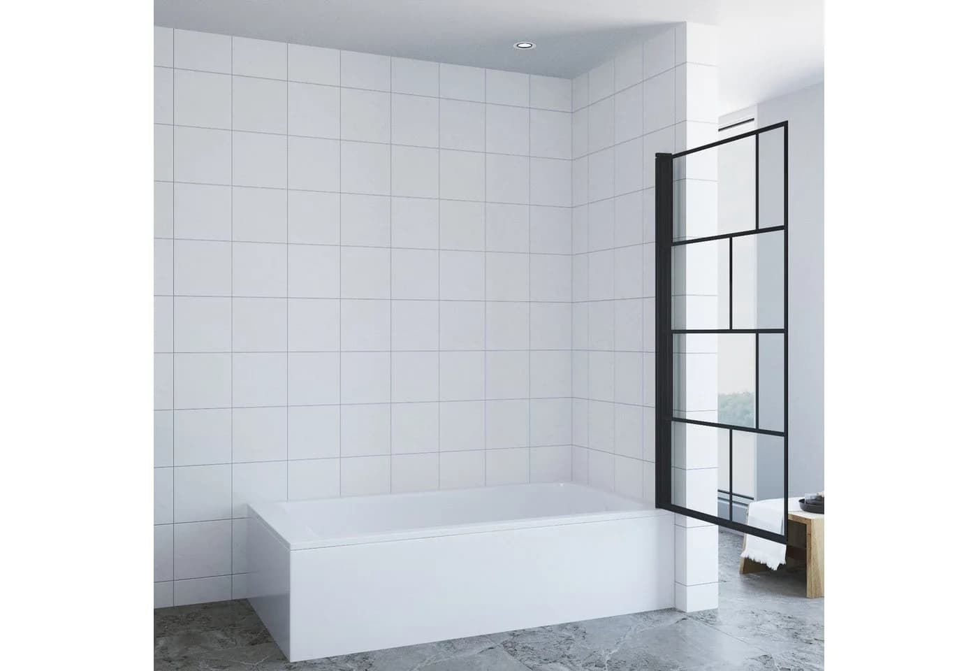 AQUALAVOS Badewannenfaltwand 80 cm ESG Glas Nano Beschichtung Schwarz - Bild 3