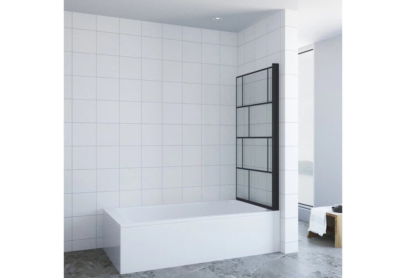 AQUALAVOS Badewannenfaltwand 80 cm ESG Glas Nano Beschichtung Schwarz - Bild 4