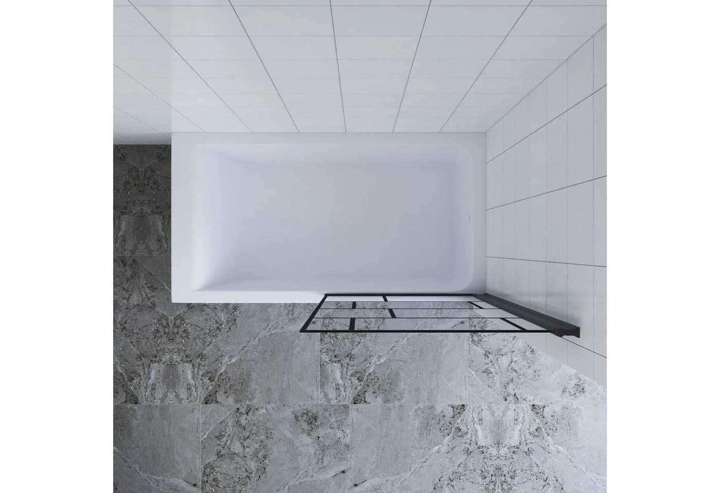AQUALAVOS Badewannenfaltwand 80 cm ESG Glas Nano Beschichtung Schwarz - Bild 5