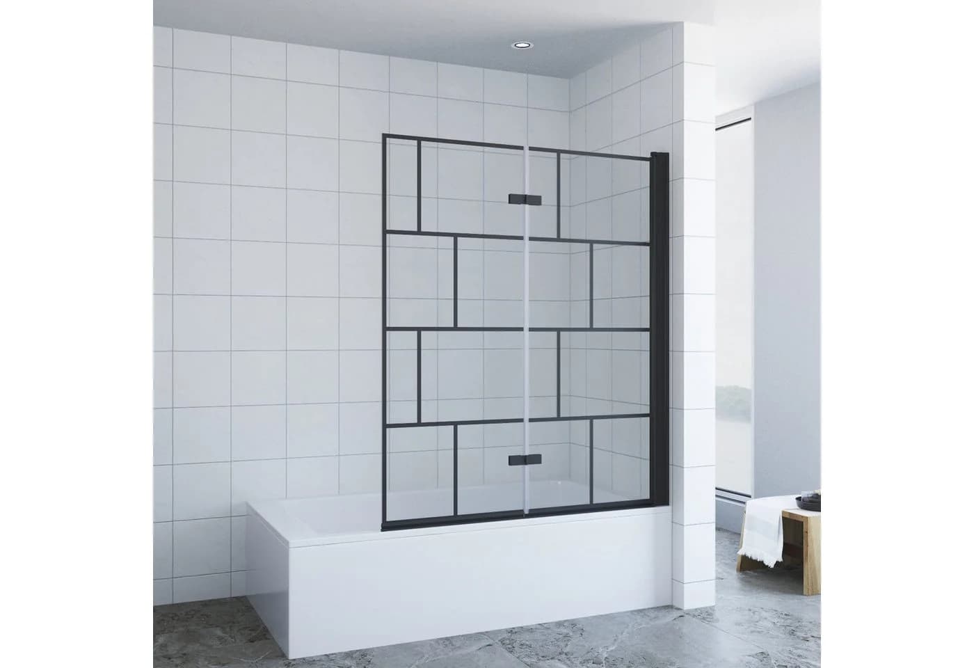 AQUALAVOS Badewannenaufsatz 120 cm Nano Glas Duschtrennwand