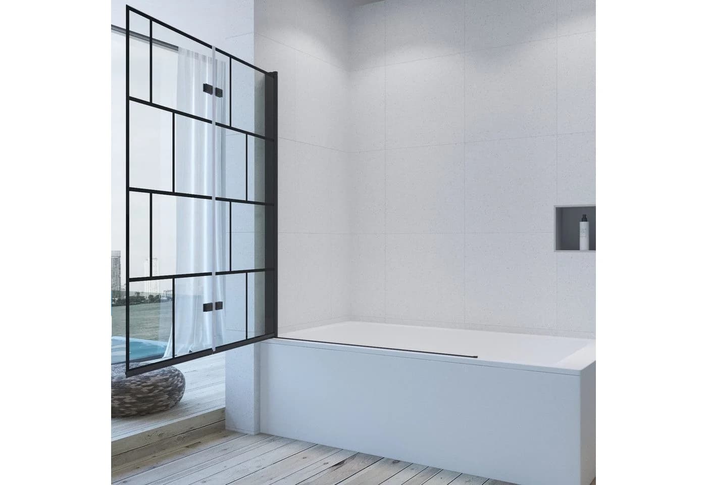 AQUABATOS Badewannenaufsatz 120x140cm Faltbar Sicherheitsglas Nano Beschichtung