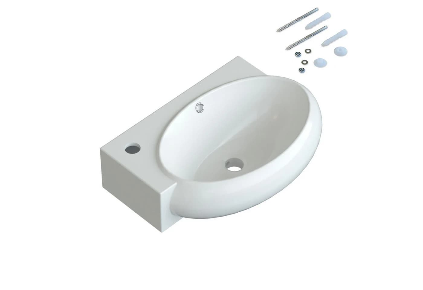 AQUABATOS Aufsatzwaschbecken Oval Weiß mit Hahnloch - Bild 2
