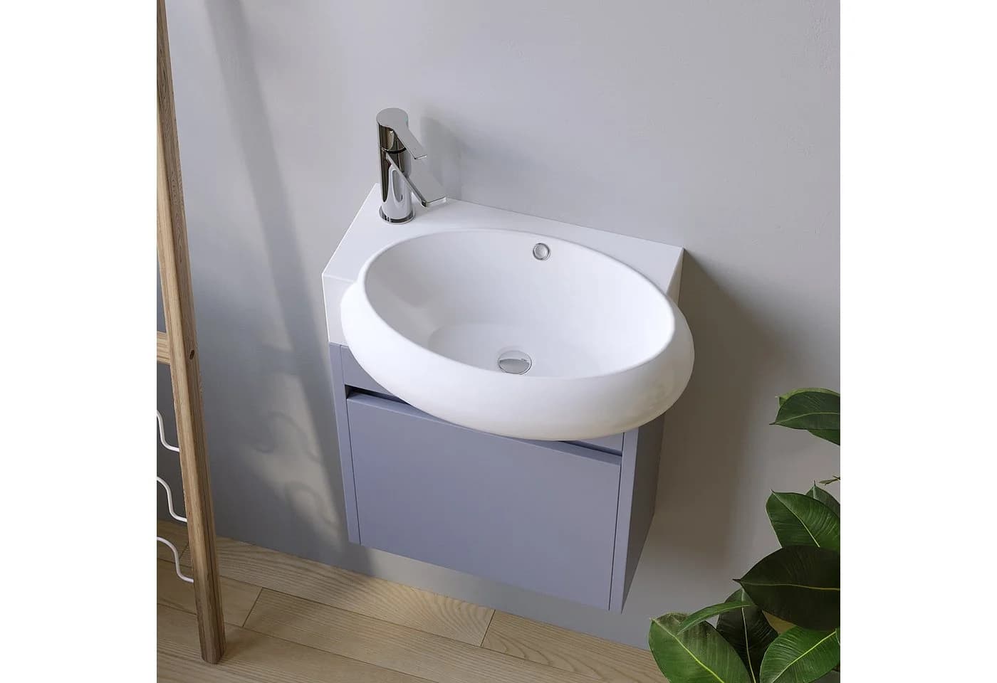 AQUABATOS Aufsatzwaschbecken Oval Weiß mit Hahnloch - Bild 3