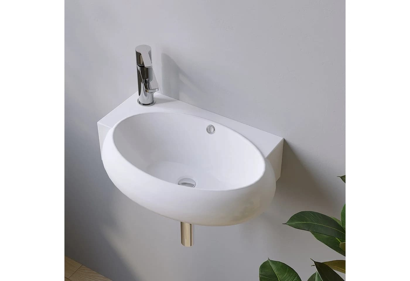 AQUABATOS Aufsatzwaschbecken Oval Weiß mit Hahnloch - Bild 5