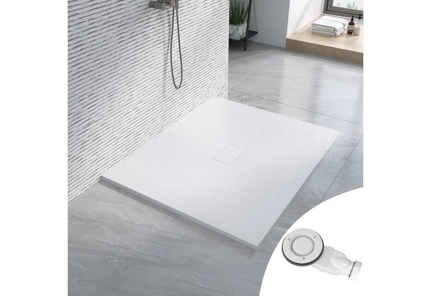 AQUABATOS Rechteckduschwanne 120x100 SMC weiß Steinoptik Antirutsch - Bild 2