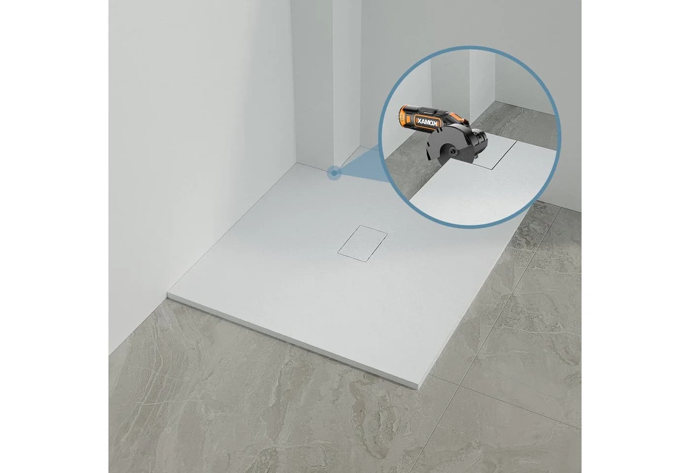 AQUABATOS Rechteckduschwanne 120x100 SMC weiß Steinoptik Antirutsch - Bild 5