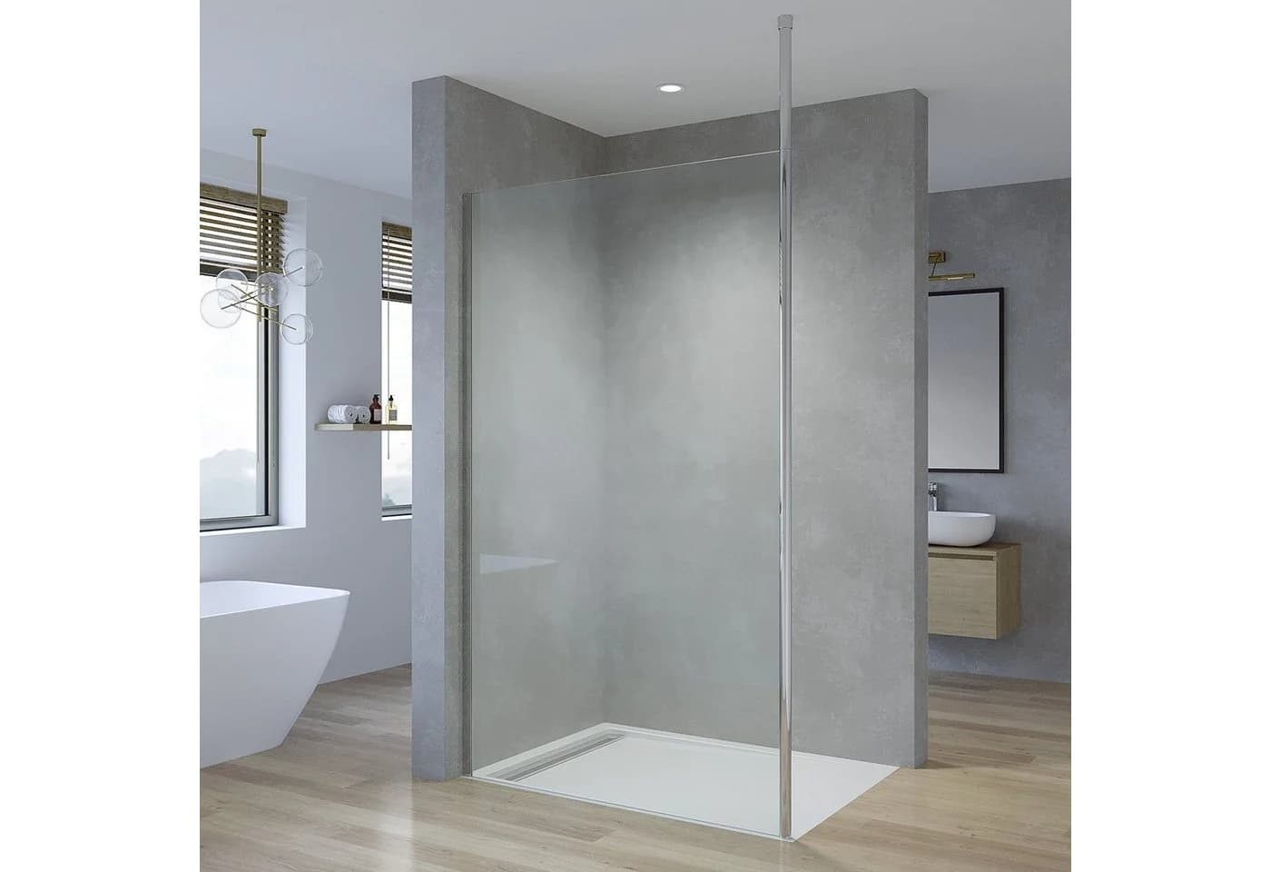 AQUABATOS Duschwand Walk-In rahmenlos Klarglas 80x200 - Bild 2