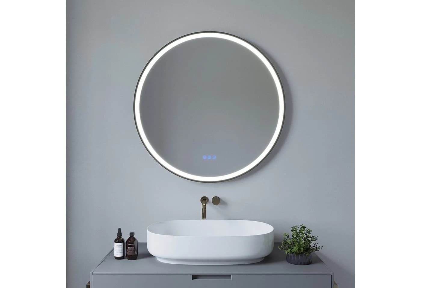 AQUABATOS LED-Badspiegel 80 cm Rund Schwarz Touch - Bild 2