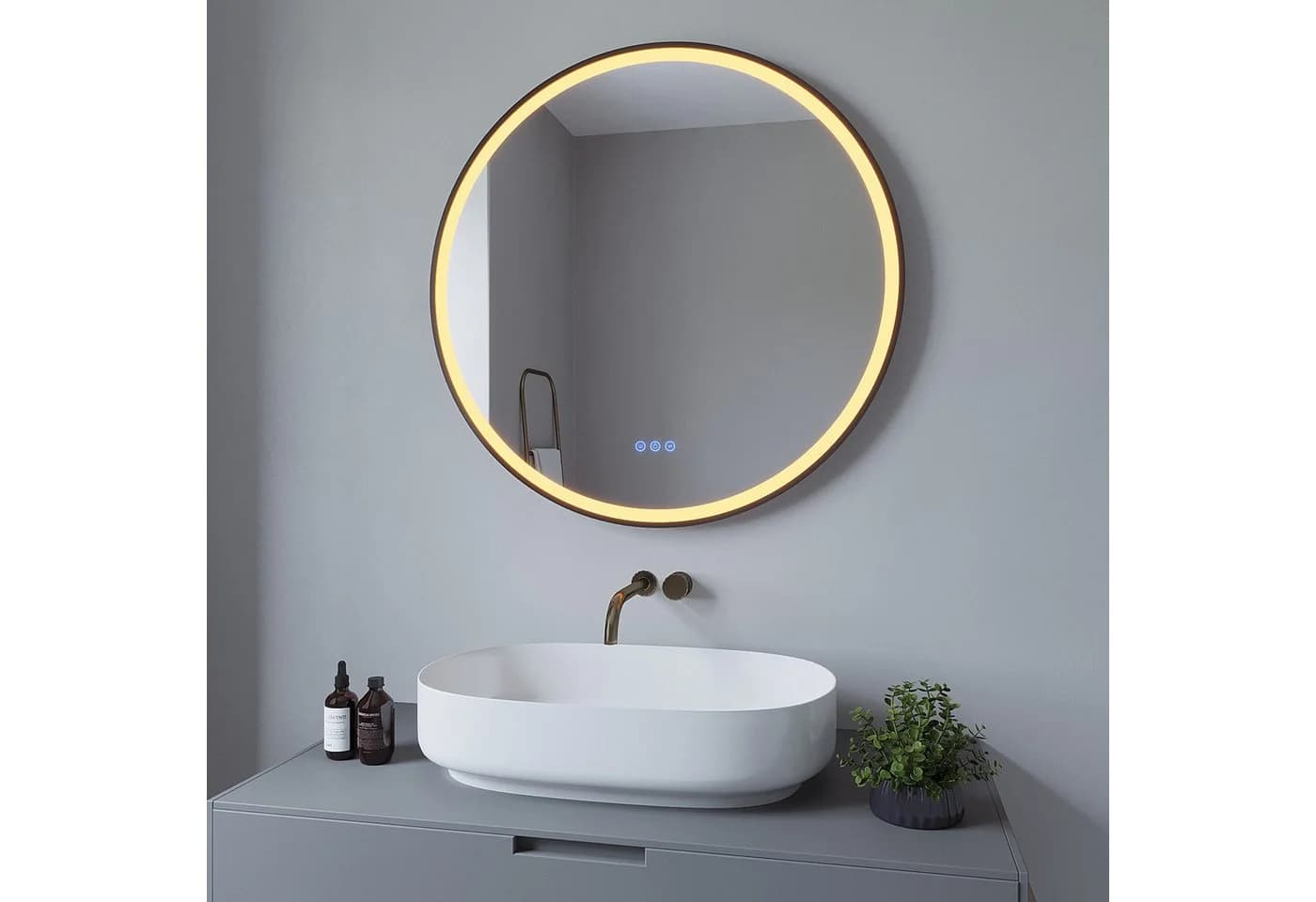 AQUABATOS LED-Badspiegel 80 cm Rund Schwarz Touch - Bild 3