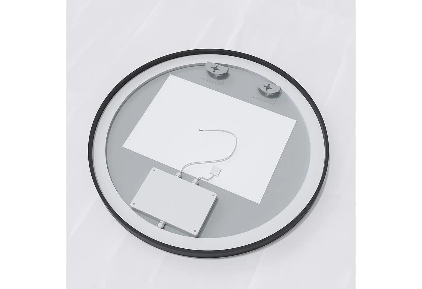 AQUABATOS LED Badspiegel rund 80 cm Aluminiumrahmen mit Touch-Schalter