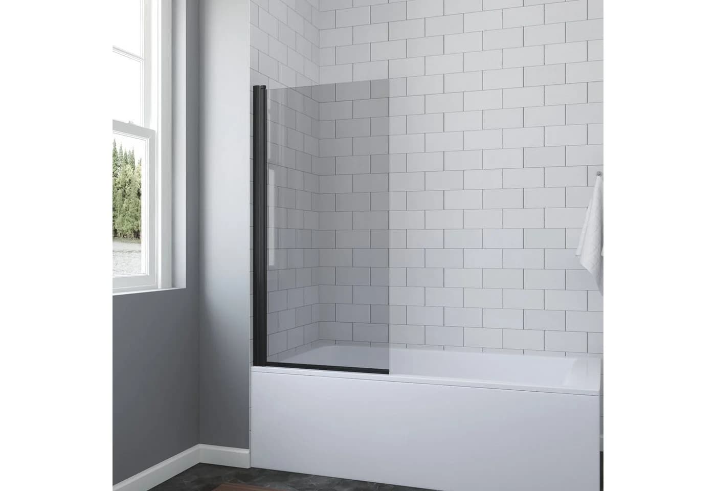 AQUABATOS Badewannenaufsatz Eck Glas Schwarz 1-teilig mit Nano-Beschichtung - Bild 2