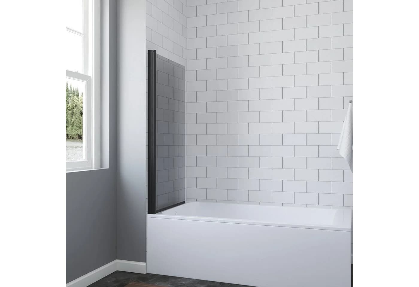 AQUABATOS Badewannenaufsatz Eck Glas Schwarz 1-teilig mit Nano-Beschichtung - Bild 3