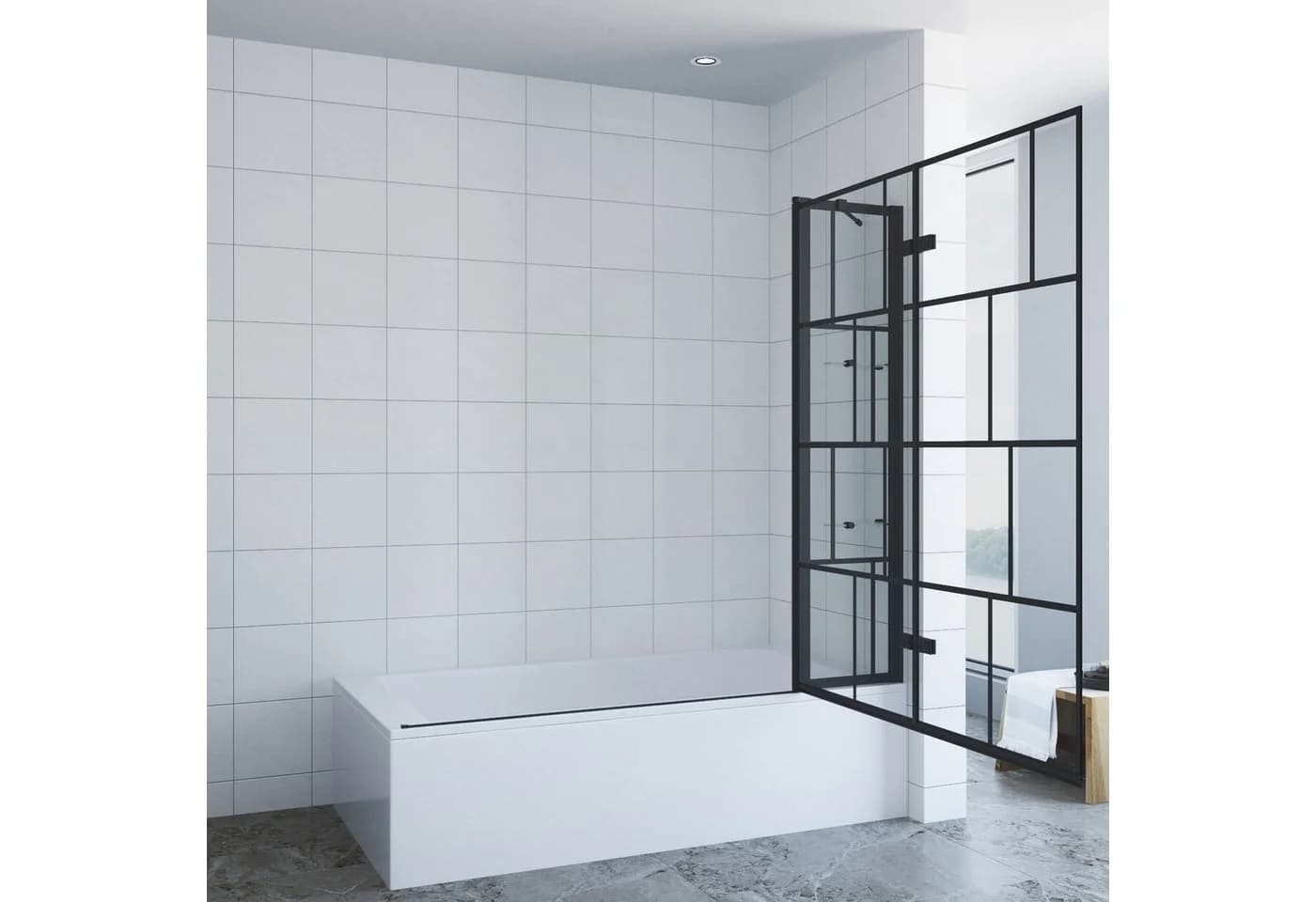 AQUABATOS Badewannenfaltwand Duschabtrennung 3-teilig Glas Spritzschutzwand - Bild 4