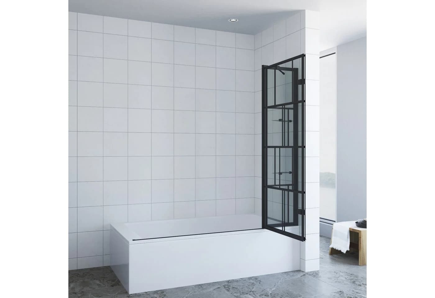 AQUABATOS Badewannenfaltwand Duschabtrennung 3-teilig Glas Spritzschutzwand - Bild 5